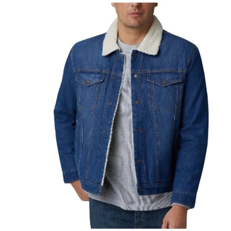Lee Lee Men's Blue Denim Trucker Sherpa Lined Heavyweight Jacket Size US M / EU 48-50 / 2 - 1 Thumbnail