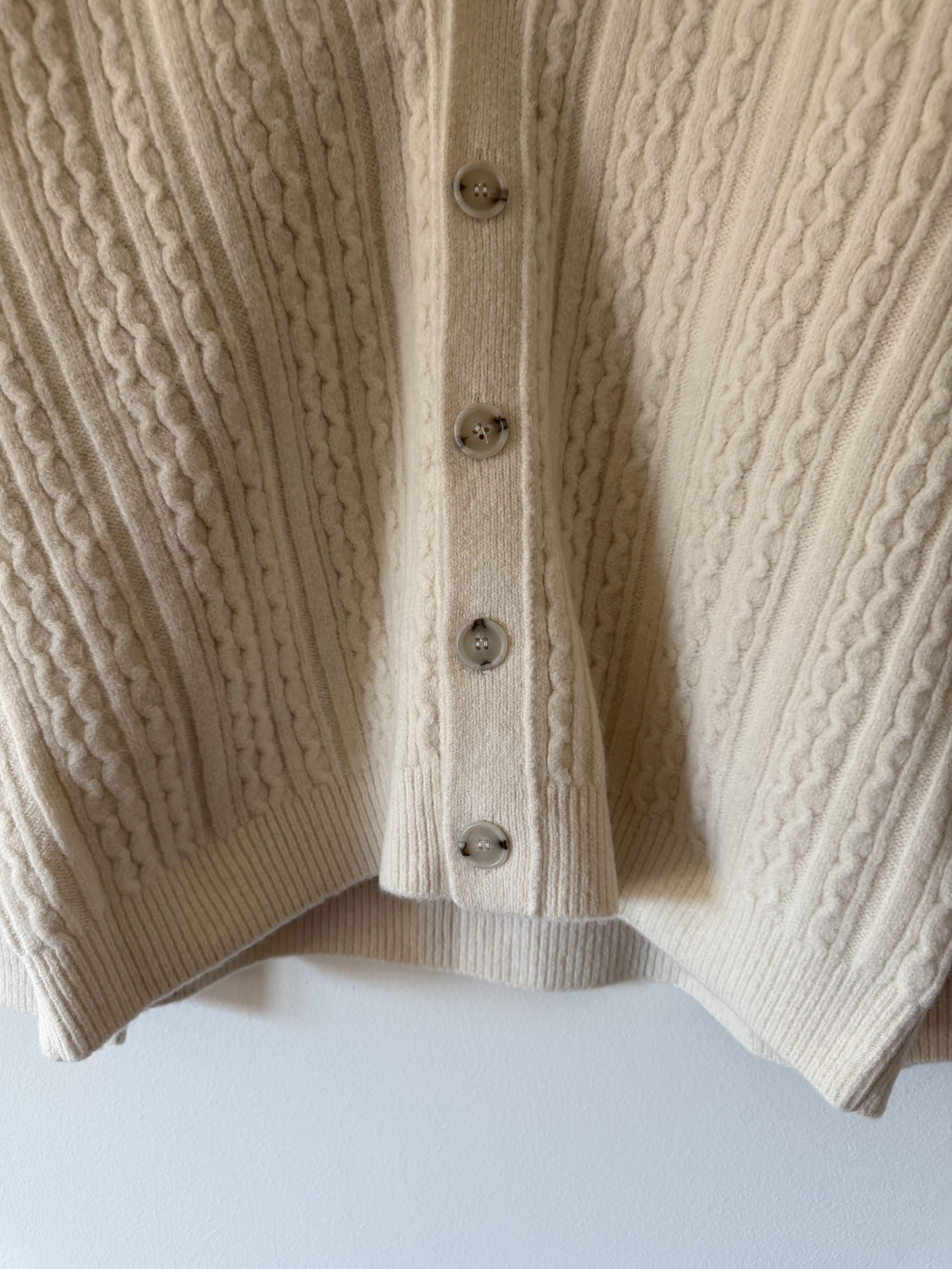 MM6 MM6 Maison Margiela Cable Knit Cardigan in Cream Size US L / EU 52-54 / 3 - 3 Thumbnail