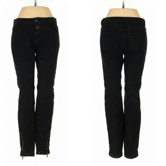 CLOSED Closed Moto Jeans Sz 25 Black Riding Quilted Knee Pads Ankle Size 25" / US 0 / IT 36 - 12 Thumbnail