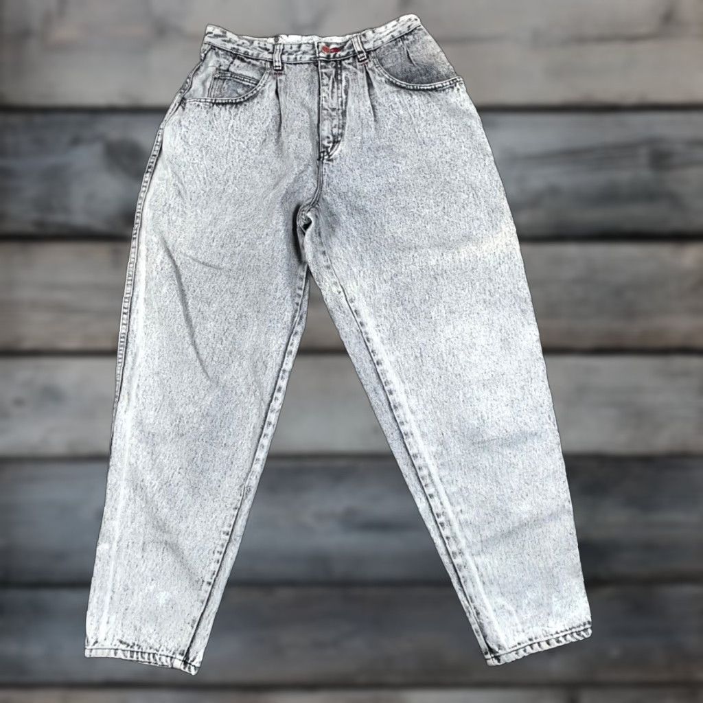 Vintage VTG Brittannia Acid Washed Pleated Jeans Women's 12 Gray Denim High Waisted Mom Jeans 80s 90s Retro Womens Size 34" / US 12 / IT 48 - 1 Thumbnail