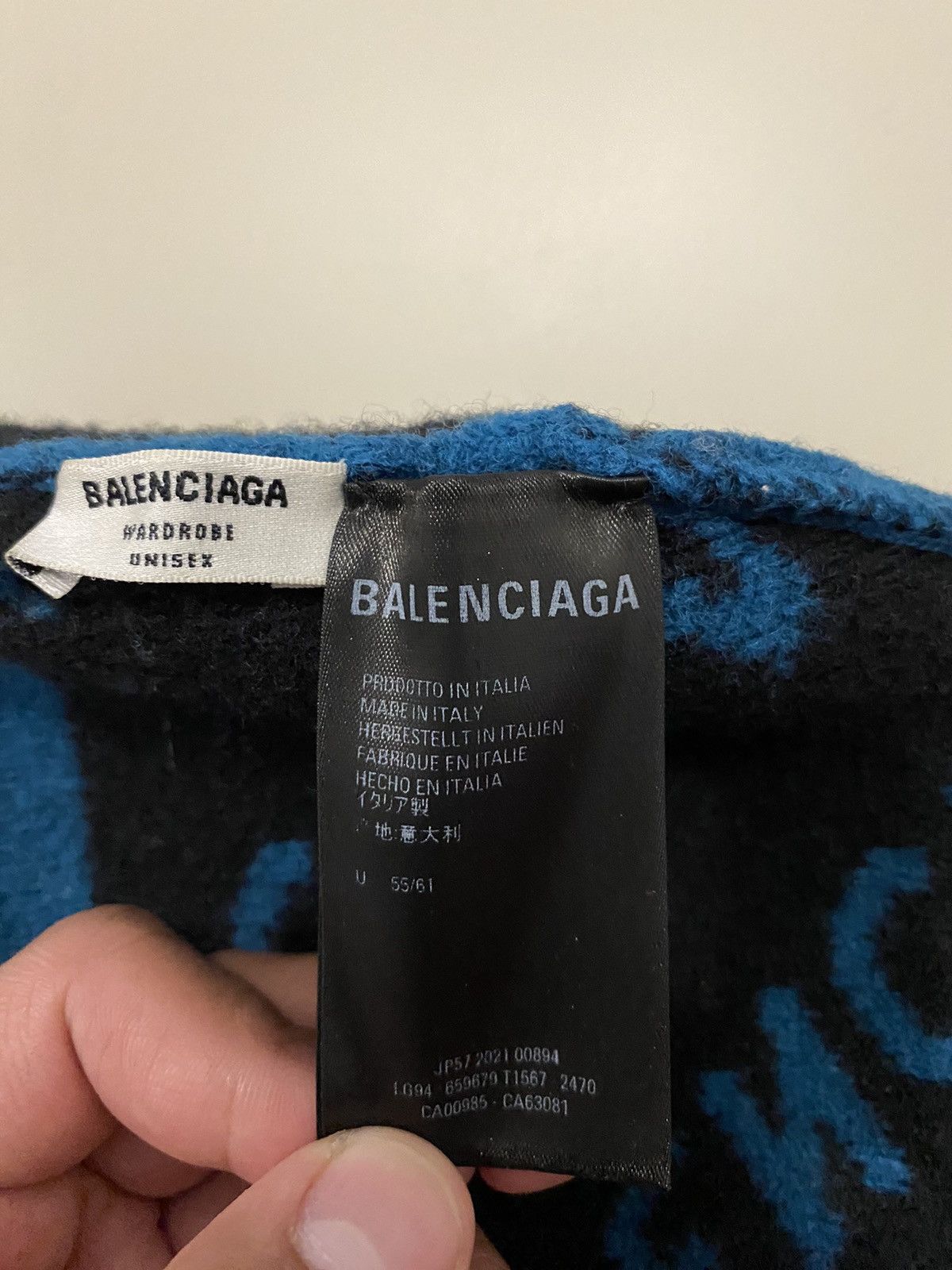 Balenciaga Balenciaga Allover Logo Beanie in Blue Size ONE SIZE - 6 Thumbnail