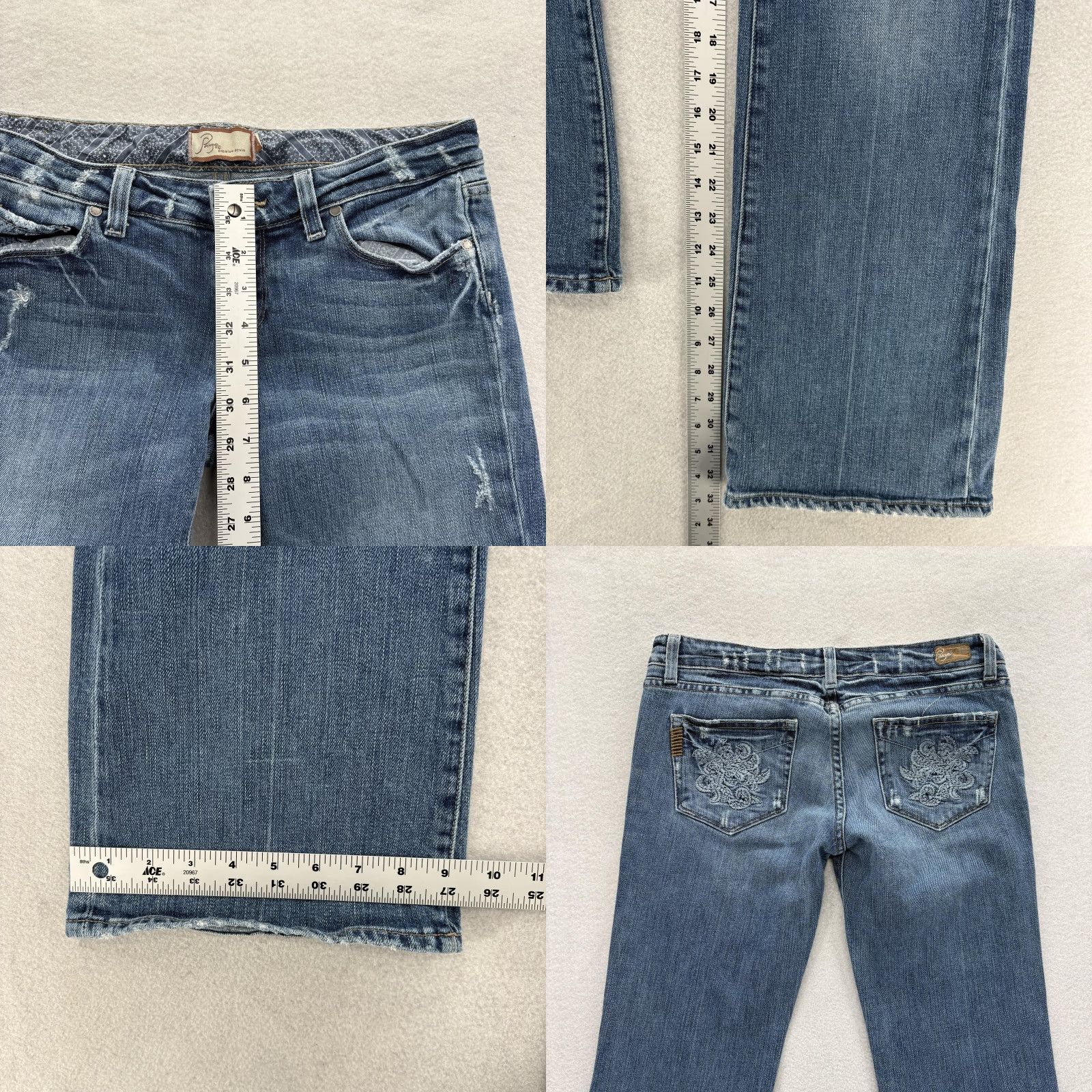 Paige Paige Laurel Canyon Bootcut Jeans Womens 28 Blue Low Rise Stretch Embroidered Size 28" / US 6 / IT 42 - 8 Thumbnail