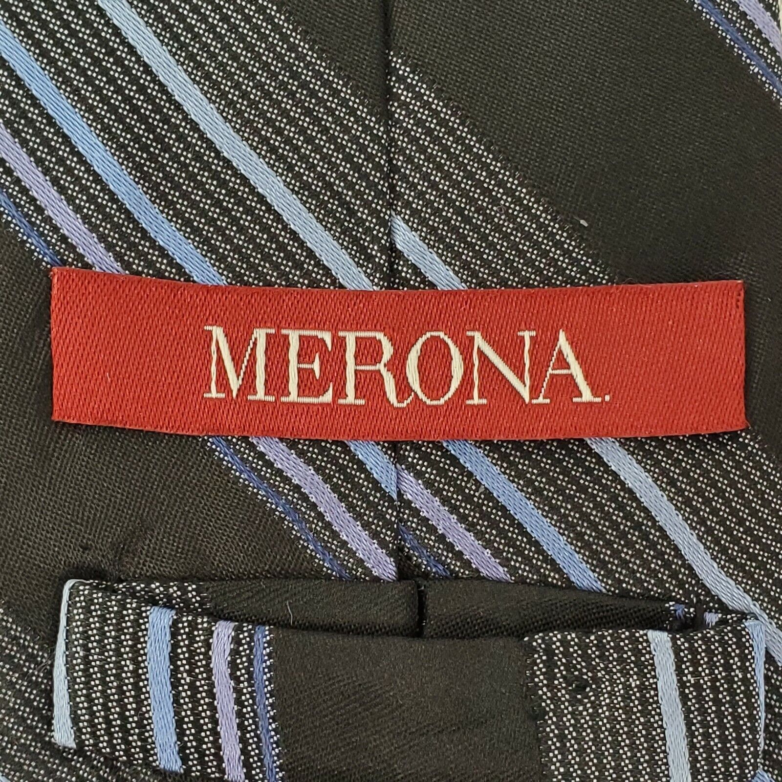 Merona Merona Black Blue Striped Silk Tie Classic Size ONE SIZE - 3 Thumbnail