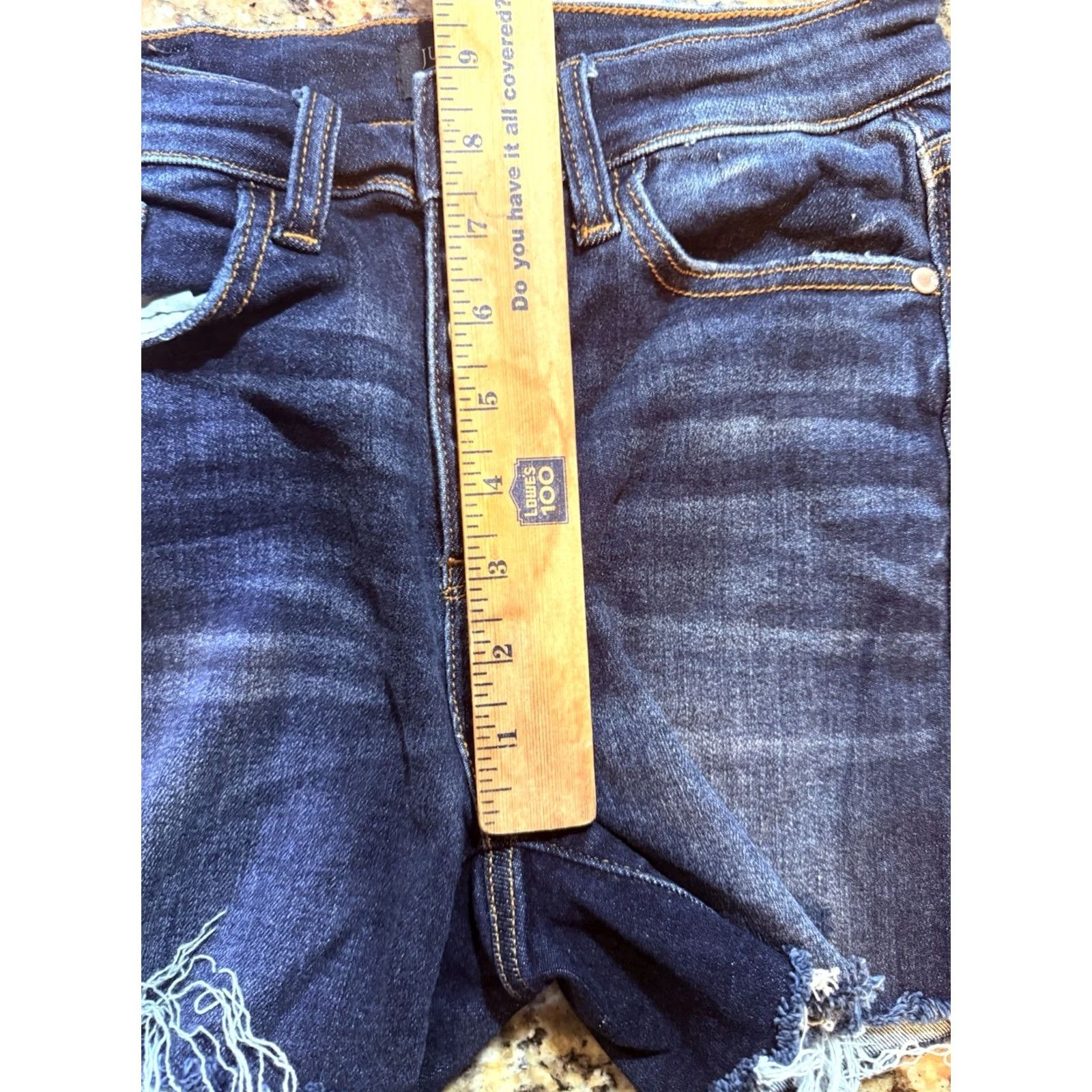 Denime Judy Blue Shorts Denim High-waisted Button Fly Distressed Raw Hem Small S Blue Cut-Off Women Size 28" / US 6 / IT 42 - 6 Thumbnail