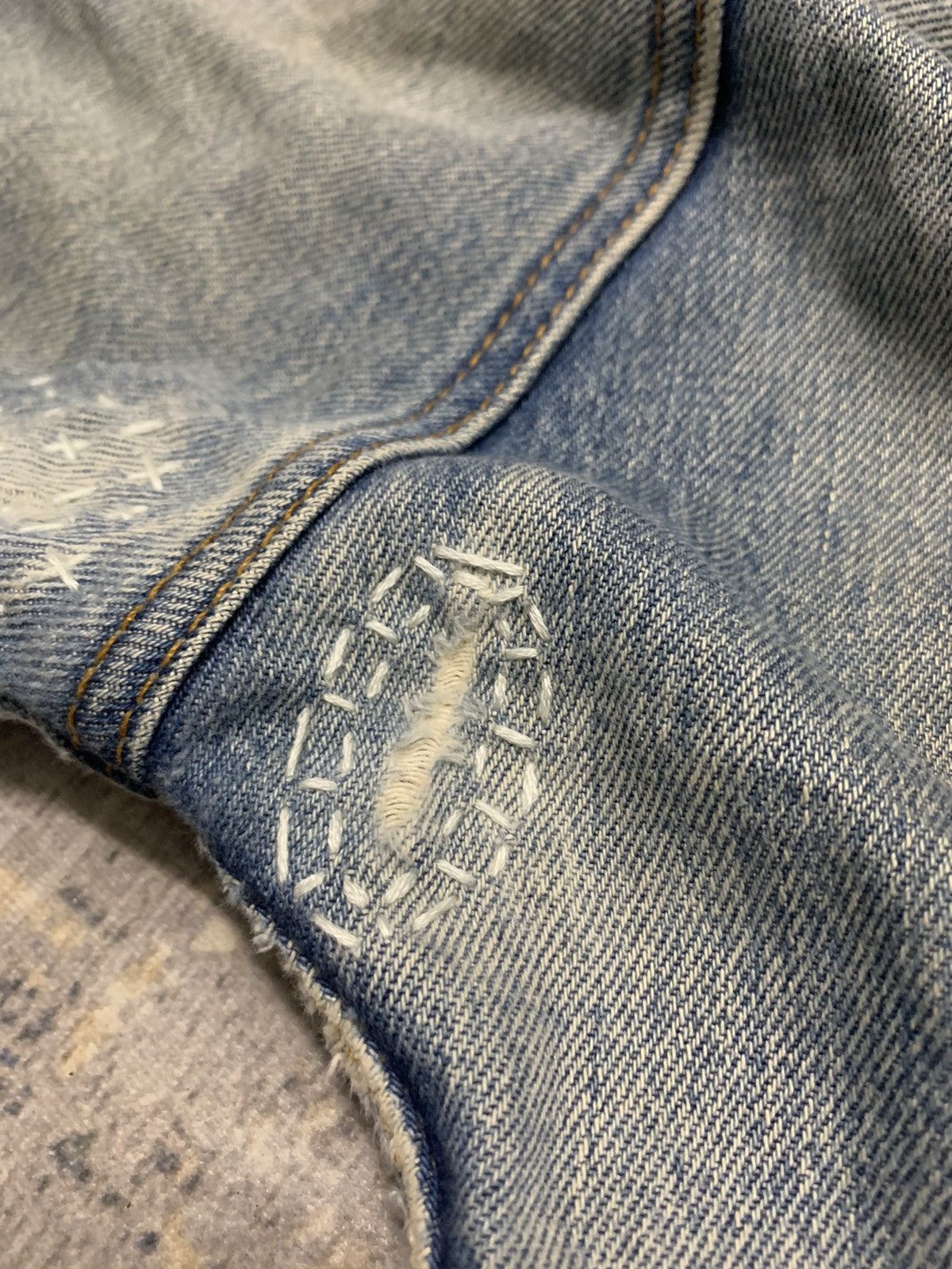 Jean Vintage 80s Sashiko Reworked Levis 501 Distressed Jeans Size US 34 / EU 50 - 21 Thumbnail