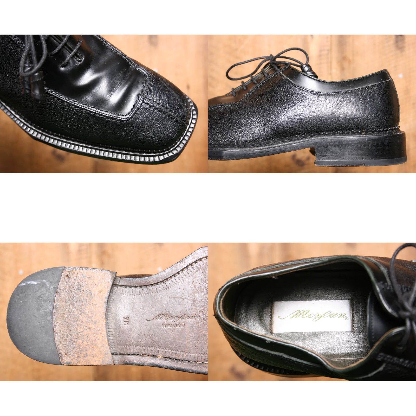 Mezlan MEZLAN Capella Black Leather Split Square Apron Toe Oxfords Sz. 9M Mens Dress Oxford Shoes Leather Upper Spain Capella Model"} Size US 9 / EU 42 - 8 Thumbnail