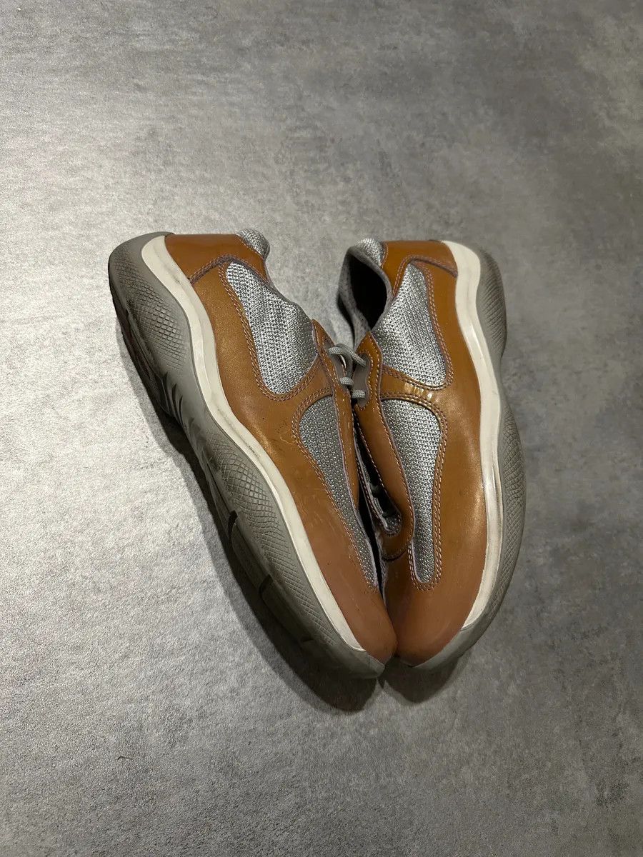 Prada 2000s Prada Americas Cup Light Brown Leather Sneakers Size US 8 / IT 38 - 3 Thumbnail