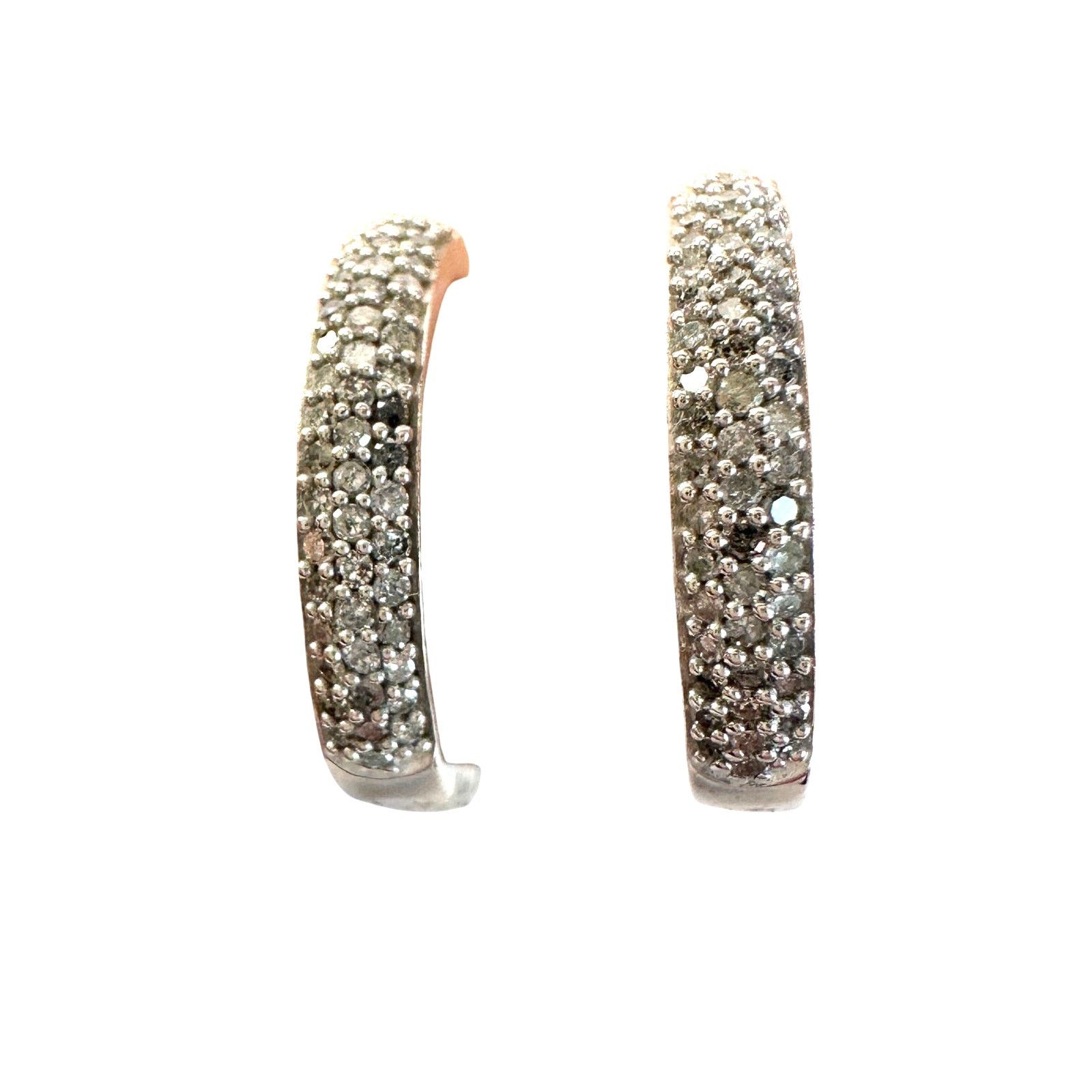 Other 1/2 Carat Natural Diamond Hoop Earrings in Sterling Silver Size ONE SIZE - 1 Thumbnail