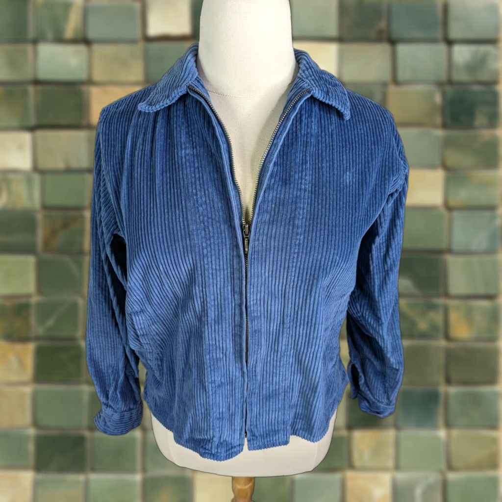 Vintage VINTAGE North Crest Corduroy Collared Jacket Blue L Women’s Full Zip Shirt Coat Jacket Size L / US 10 / IT 46 - 1 Thumbnail