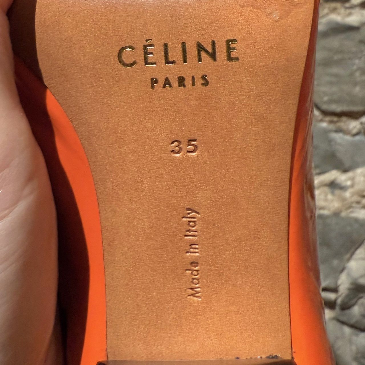 Celine Céline 2017 High Throat 90 Orange Patent Leather Pumps Size US 5 / IT 35 - 9 Thumbnail