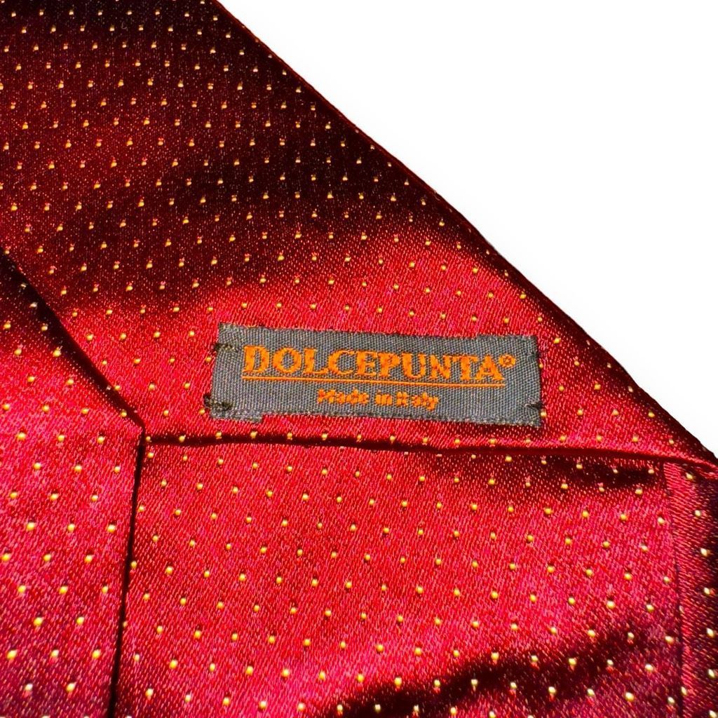 Dolcepunta Dolcepunta Red & White Polkadot Handmade in Italy Silk Tie Size ONE SIZE - 5 Thumbnail