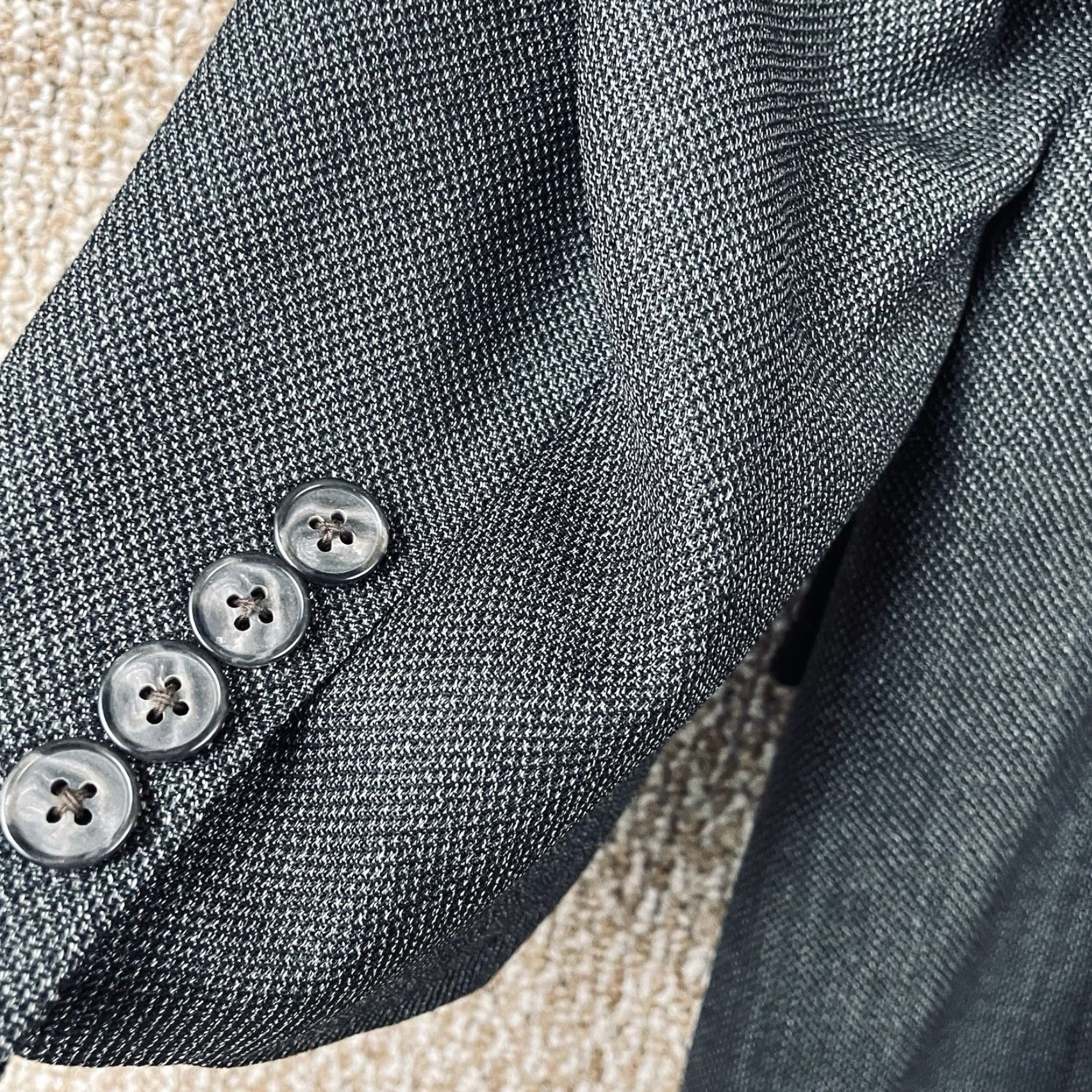 Joseph Abboud VINTAGE Joseph Abboud Blazer Men's 41 Double-Breasted Wool Gray Charcoal Notch Lapel Solid Size 42R - 5 Thumbnail