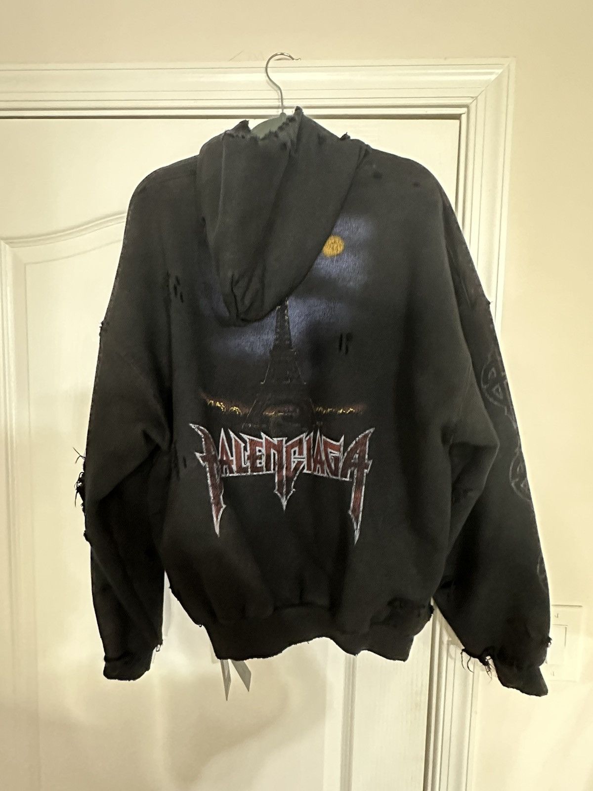 image of Balenciaga Heavy Paris Moon Zip-Up Jacket ( Very ) in Black, Men's (Size Small)