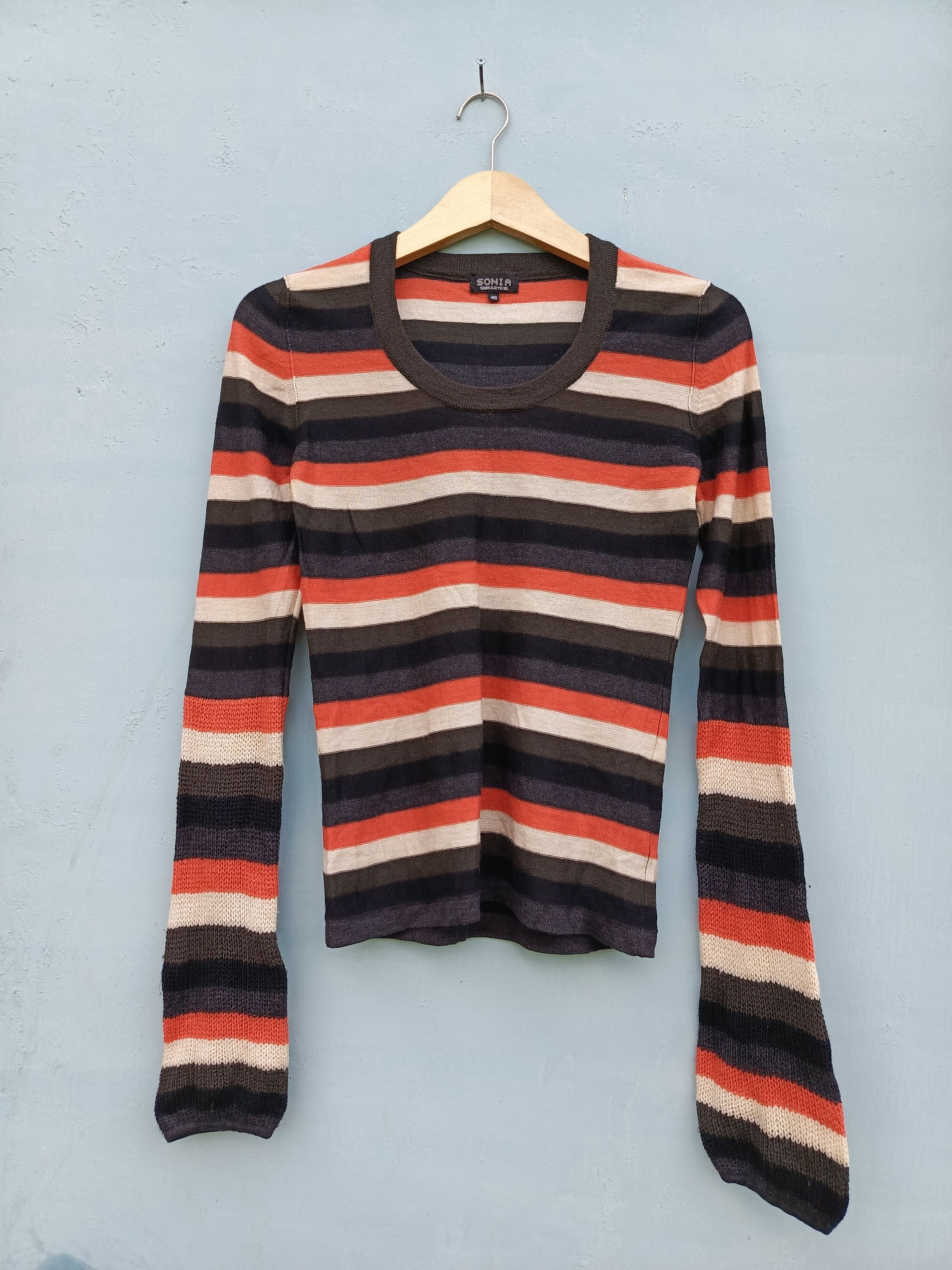 image of Homespun Knitwear x Sonia Rykiel Knit Stripe Long Sleeve Tshirt, Women's (Size Medium)