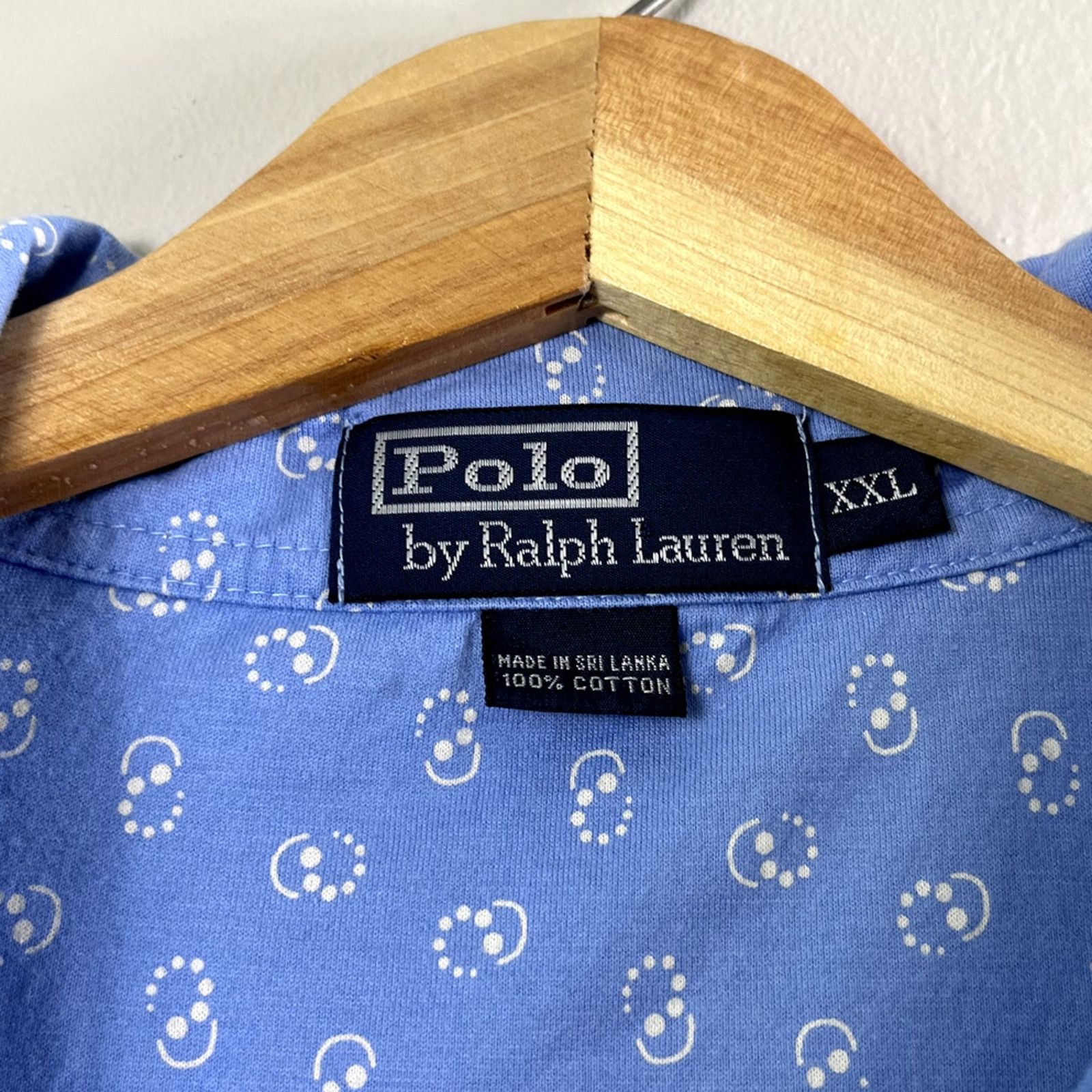 Polo Ralph Lauren Men's Light Blue Patterned Ralph Lauren Polo Shirt XXL Size US XXL / EU 58 / 5 - 3 Thumbnail