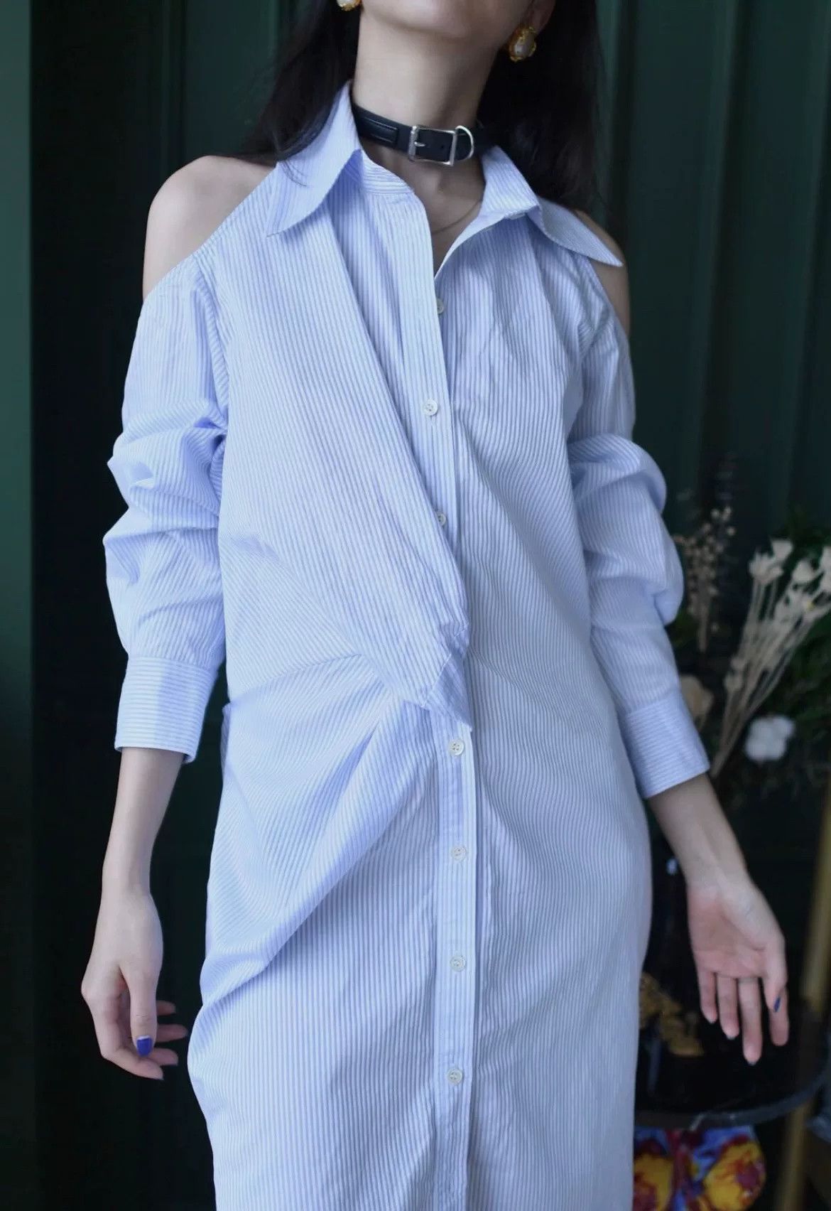 Dior Dior Runway Blue White Stripe Shirt Dress Size S / US 4 / IT 40 - 1 Thumbnail