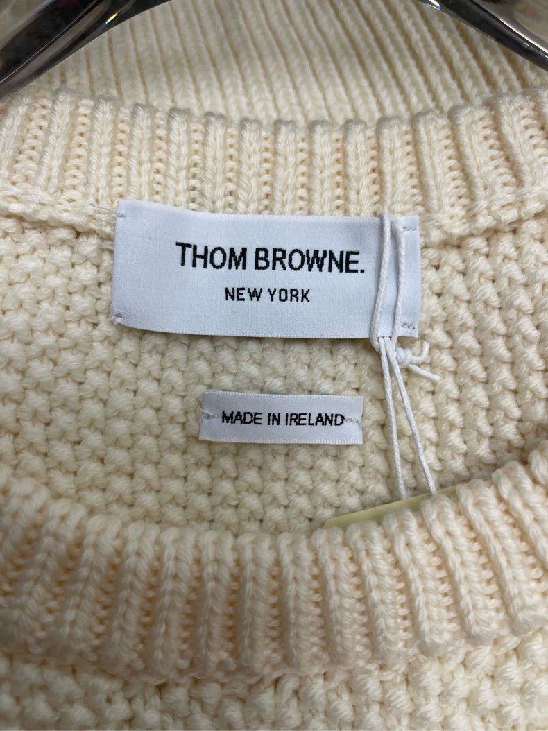 Thom Browne Thom Browne size2 White American twill round neck wool swea Size US M / EU 48-50 / 2 - 6 Thumbnail