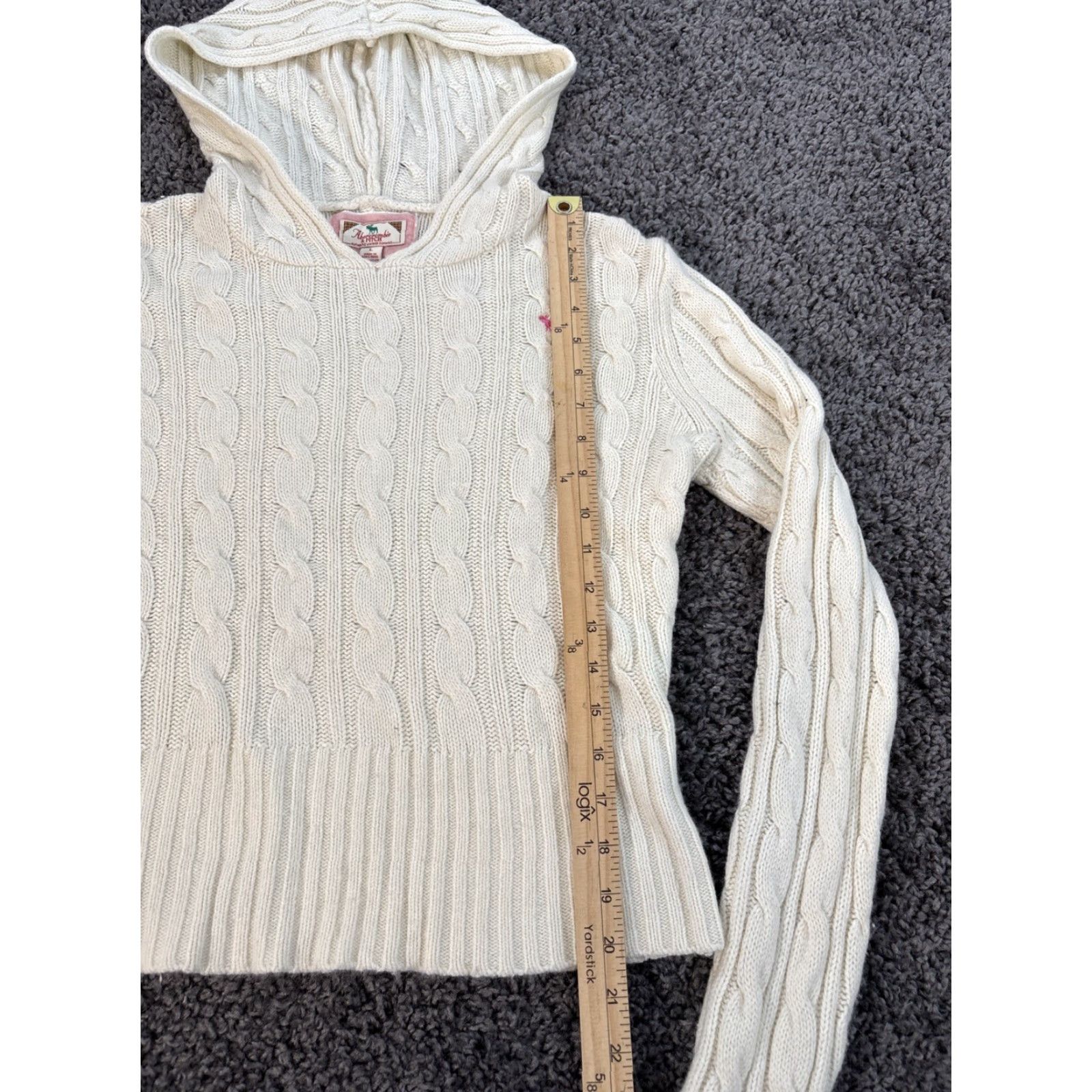 Abercrombie & Fitch VINTAGE Abercrombie & Fitch Sweater Hoodie Cable Knit Crew Neck Ivory Angora L Women 90s Pullover Size L / US 10 / IT 46 - 2 Thumbnail