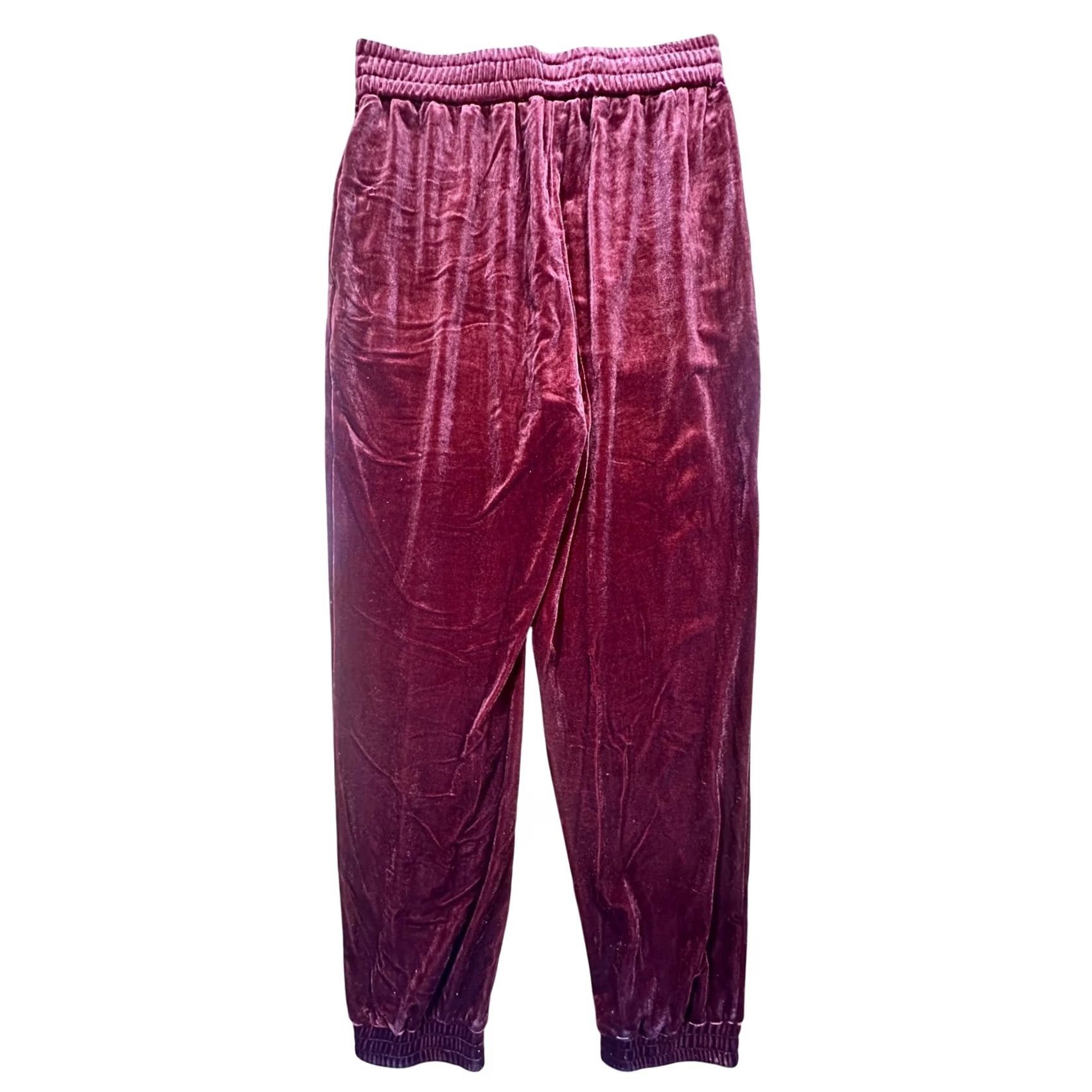 Born BALTIC BORN Velvet Jogger Pants Burgundy Elastic Waist S Size Medium Size 28" / US 6 / IT 42 - 2 Thumbnail