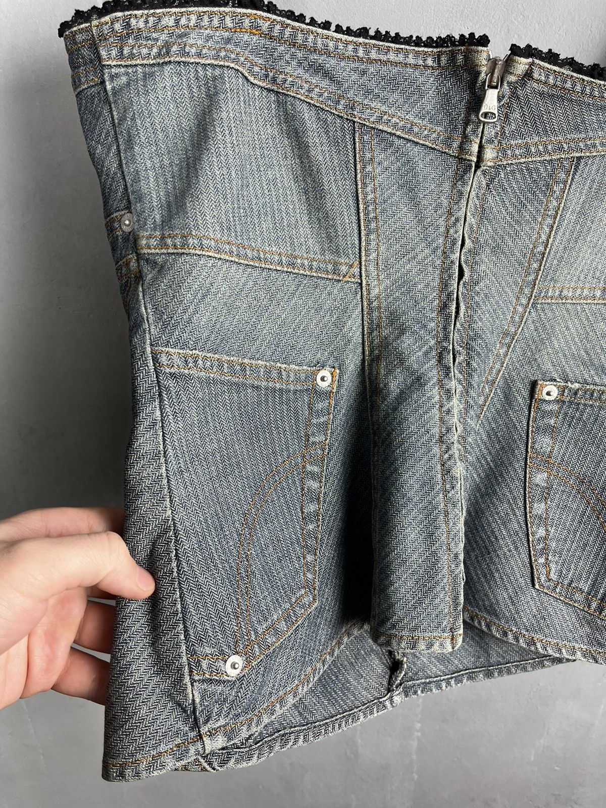 Dolce & Gabbana × Hysteric Glamour VINTAGE DOLCE & GABBANA JEAN DENIM BUSTIER TOP WITH LACE Size M / US 6-8 / IT 42-44 - 11 Thumbnail