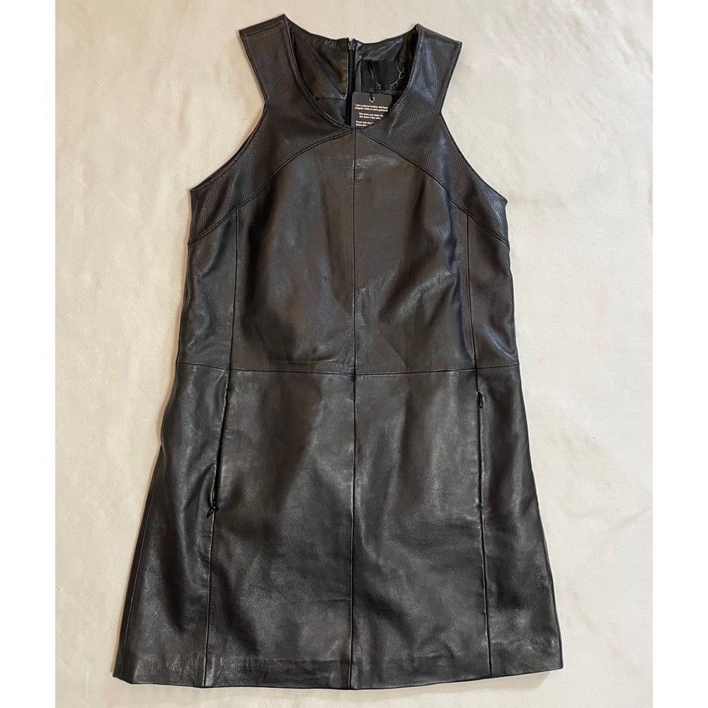 Other NWT New Bod & Christensen Sleeveless Dolly Black Leather Dr Size M / US 6-8 / IT 42-44 - 5 Thumbnail