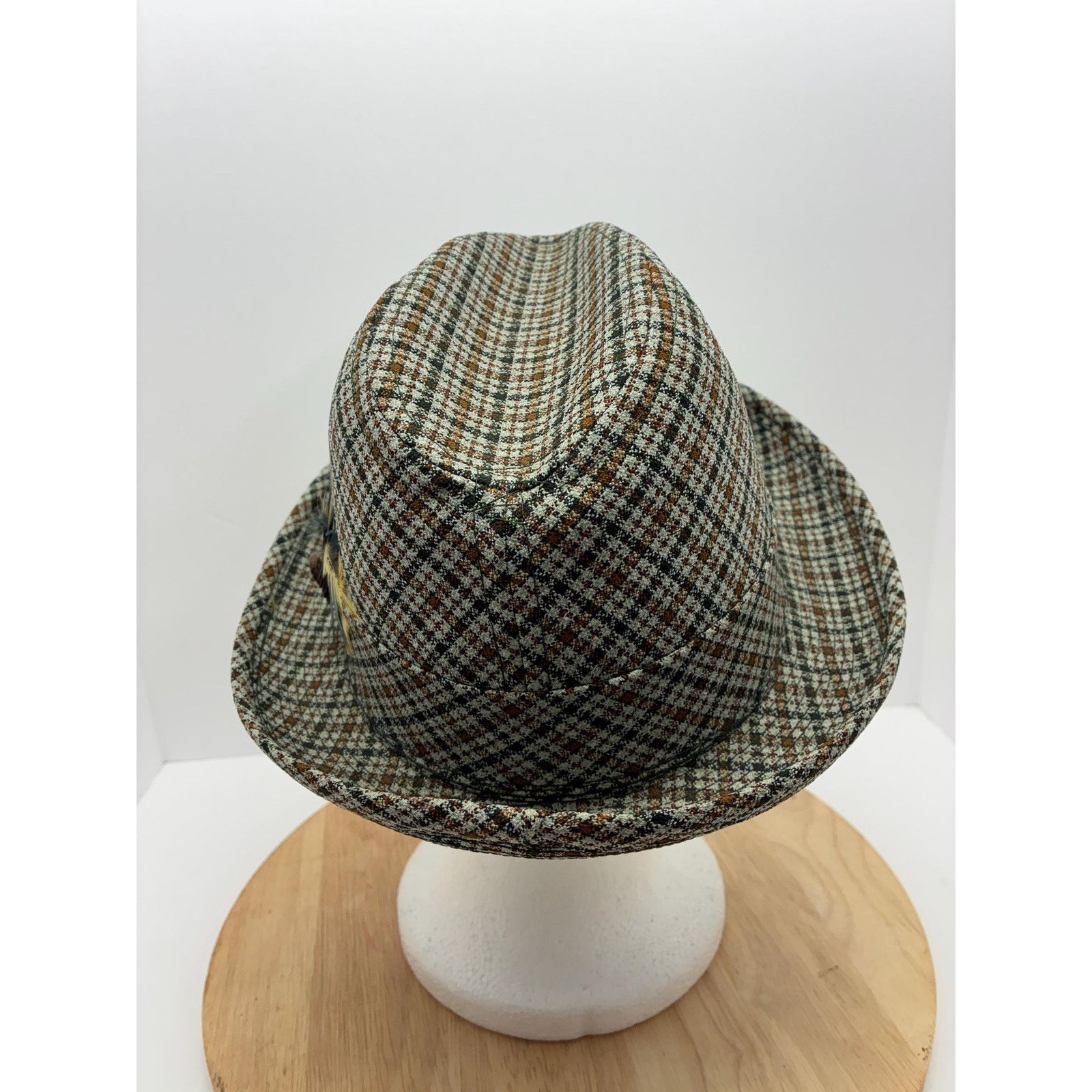 Other Vintage Jordan Marsh Plaid Hat S/M | Feather Trim Brimmed Size ONE SIZE - 5 Thumbnail