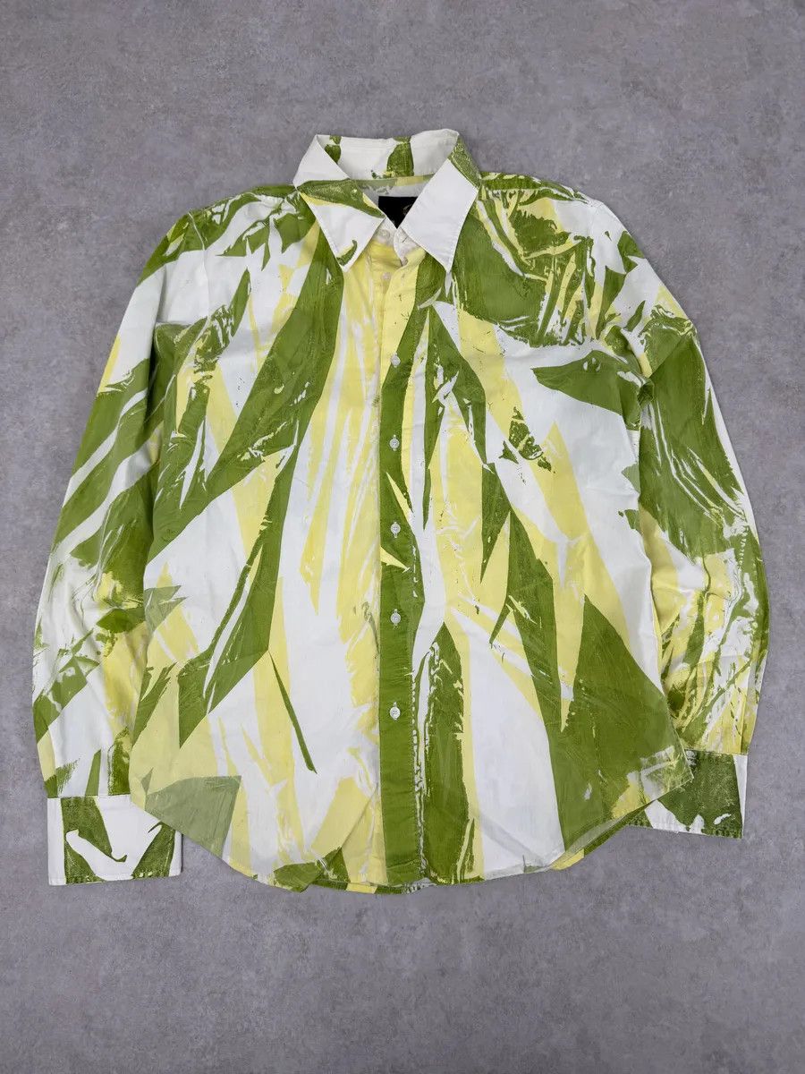 2000s Cavalli Overprint Green White Shirt