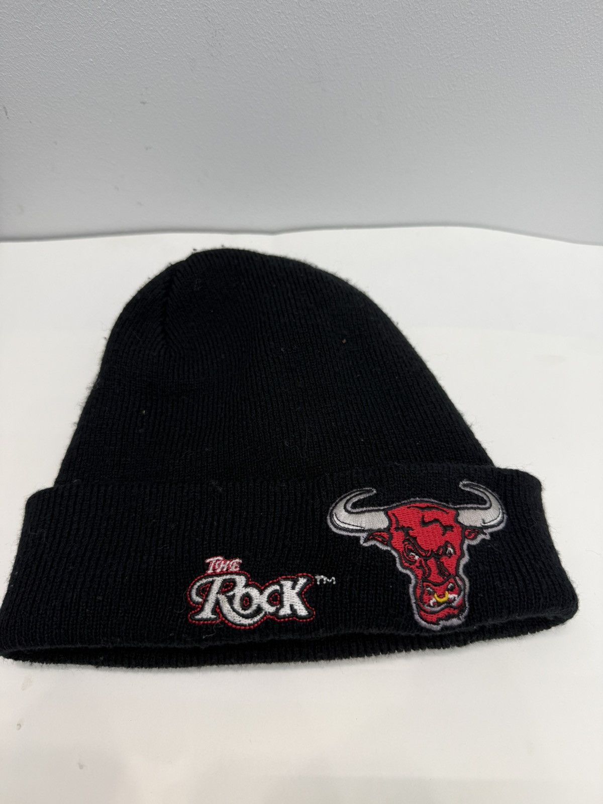 WWF Vintage 2001 WWE The Rock Dwayne Johnson Bull Beanie Hat Size ONE SIZE - 2 Thumbnail