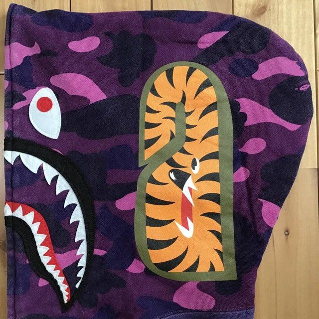 Bape × Nigo 2007 BAPE Purple camo shark full zip hoodie APE NIGO Size US L / EU 52-54 / 3 - 6 Thumbnail