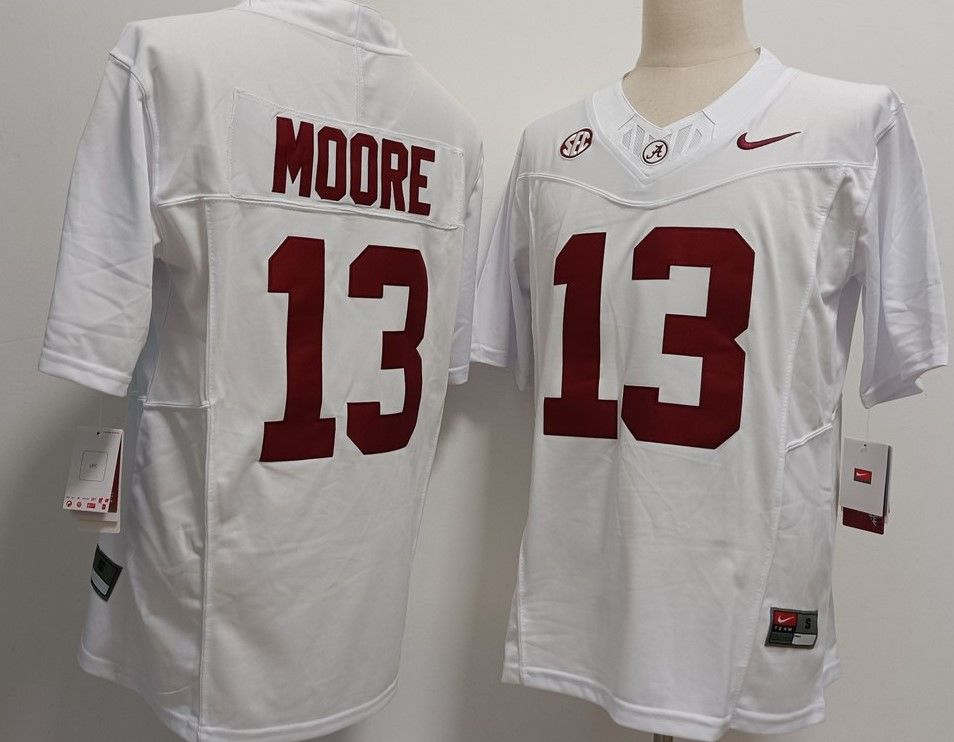 Other Men's Alabama Crimson Tide 13 Malachi Moore White Jerseys Size US XL / EU 56 / 4 - 3 Thumbnail