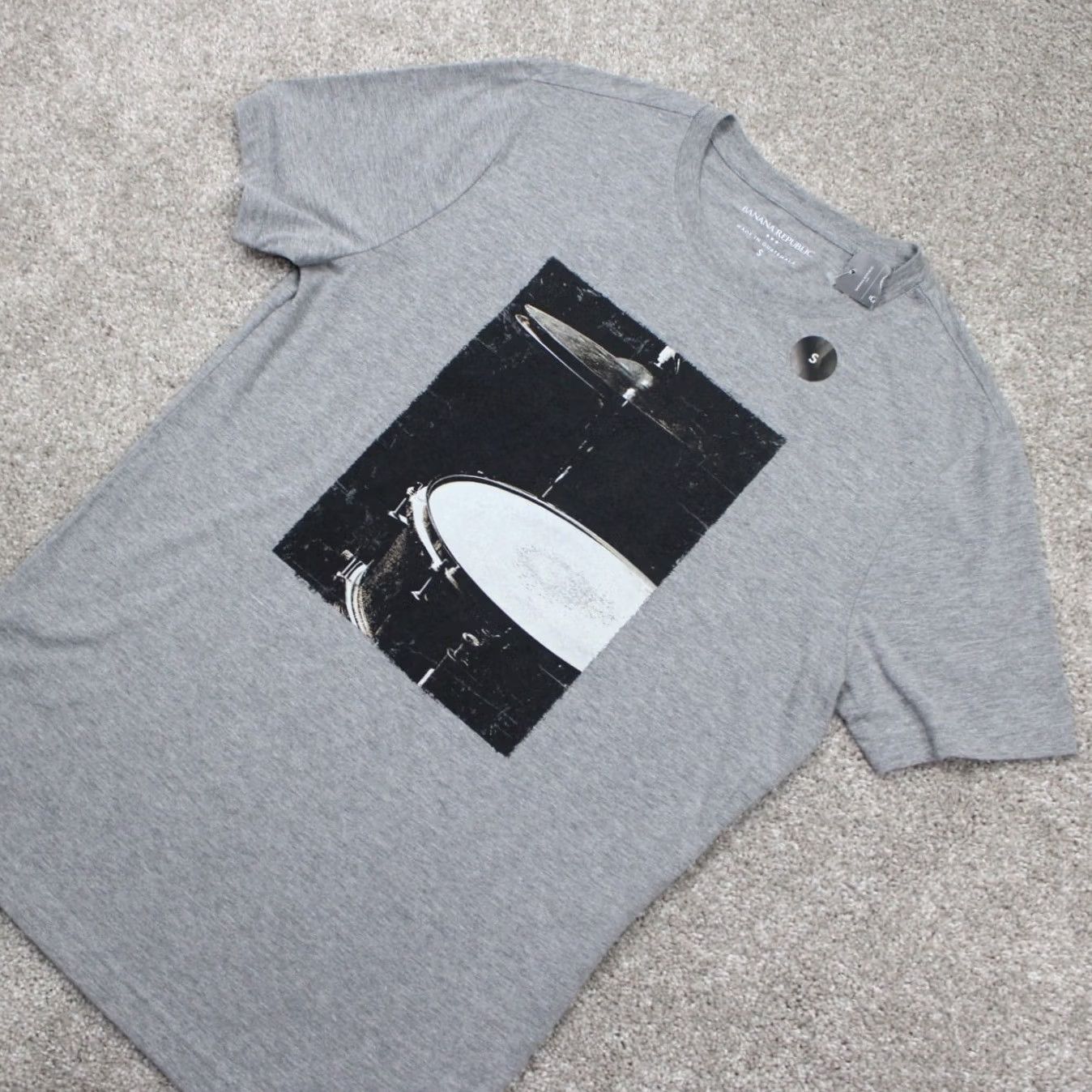 Banana Republic Banana Republic Shirt Mens Small Gray Graphic Print Cotton/Poly S/S NWT Size US S / EU 44-46 / 1 - 3 Thumbnail