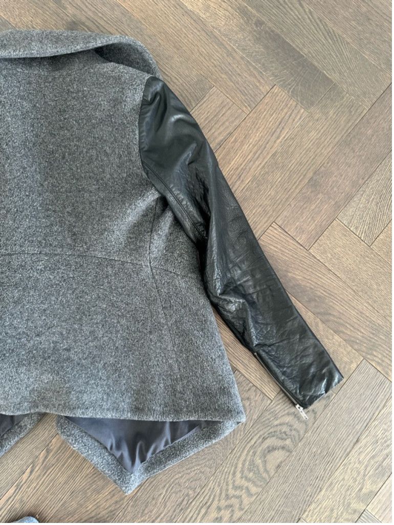 Theory Theory Wool Blend Jacket Size M Gray with Leather Sleeves Size L / US 10 / IT 46 - 9 Thumbnail