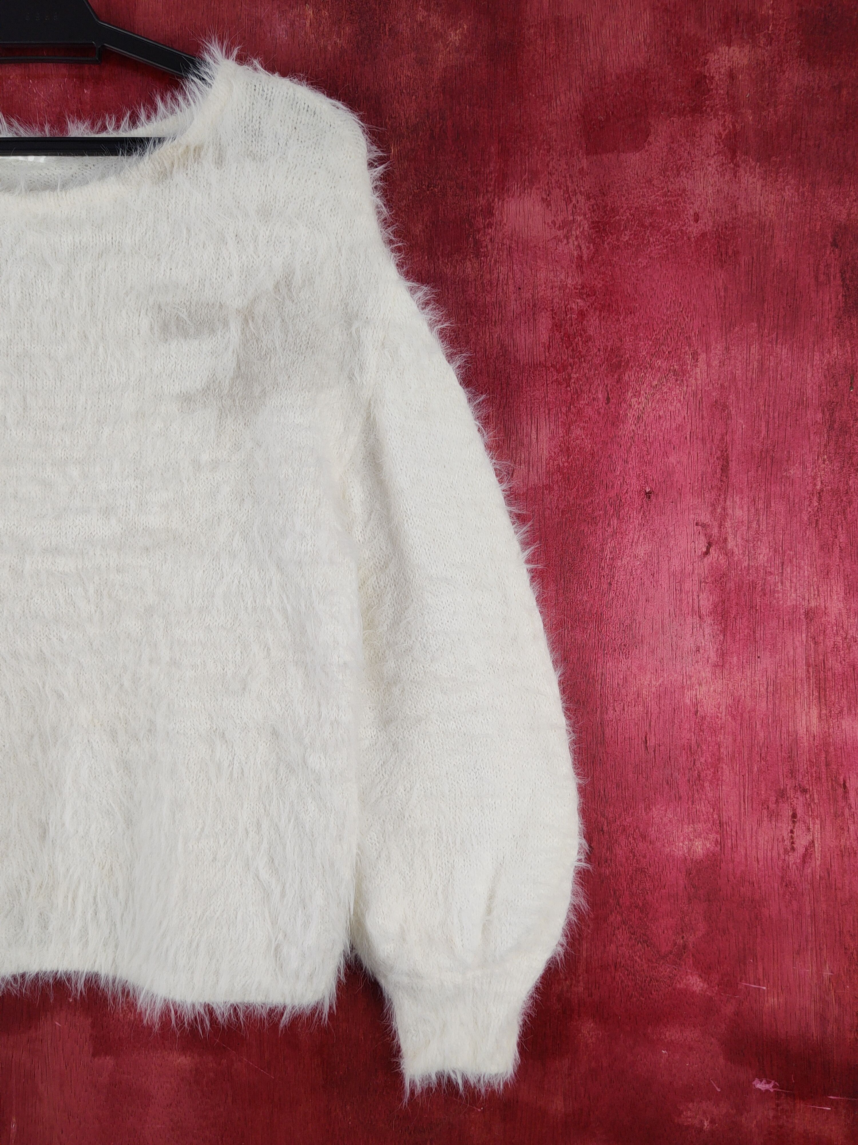Homespun Knitwear Glacier Ivory Shag Shaggy Fur Mohair Knitwear #S2081 Size M / US 6-8 / IT 42-44 - 5 Thumbnail