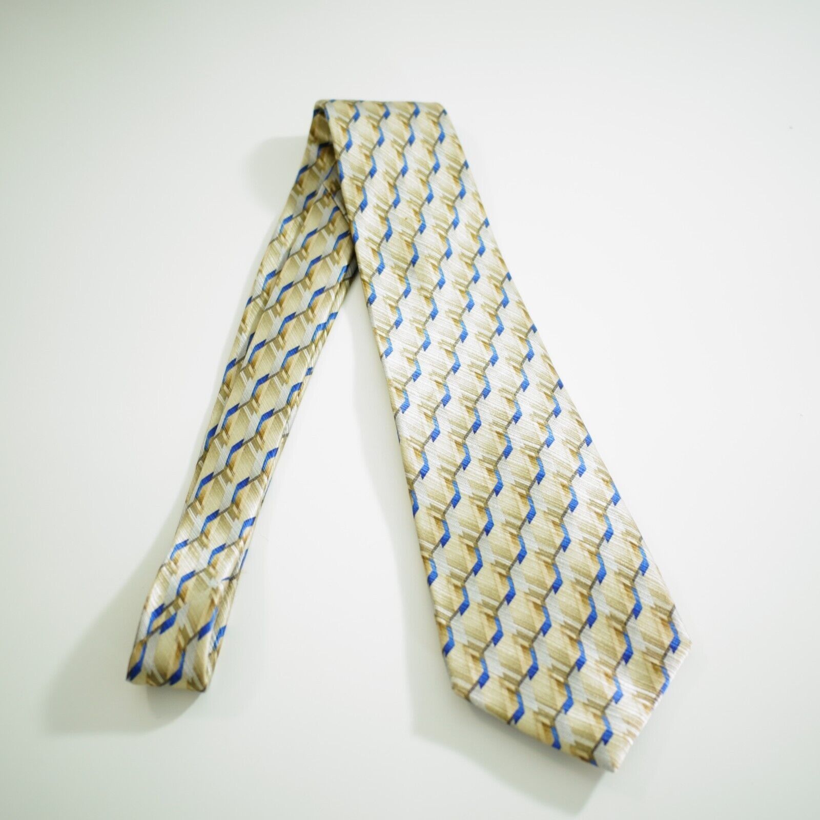 John Ashford John Ashford Yellow Blue Geometric Abstract Jacquard Print S Size ONE SIZE - 7 Thumbnail