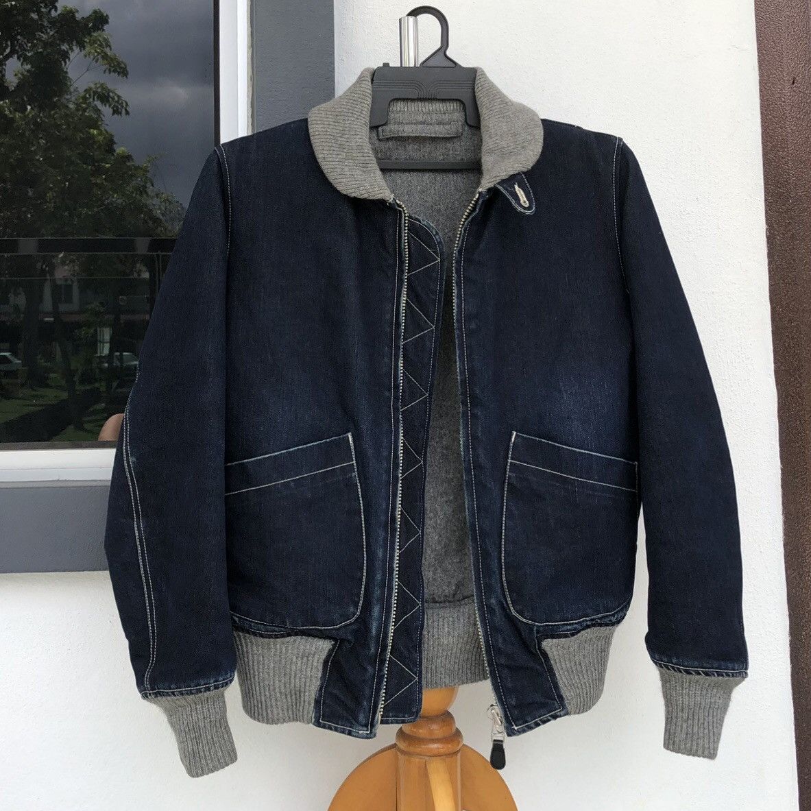 Vintage Vintage TRIMRAGH Japanese Ma-1 Denim Bomber Jacket Size US M / EU 48-50 / 2 - 1 Thumbnail