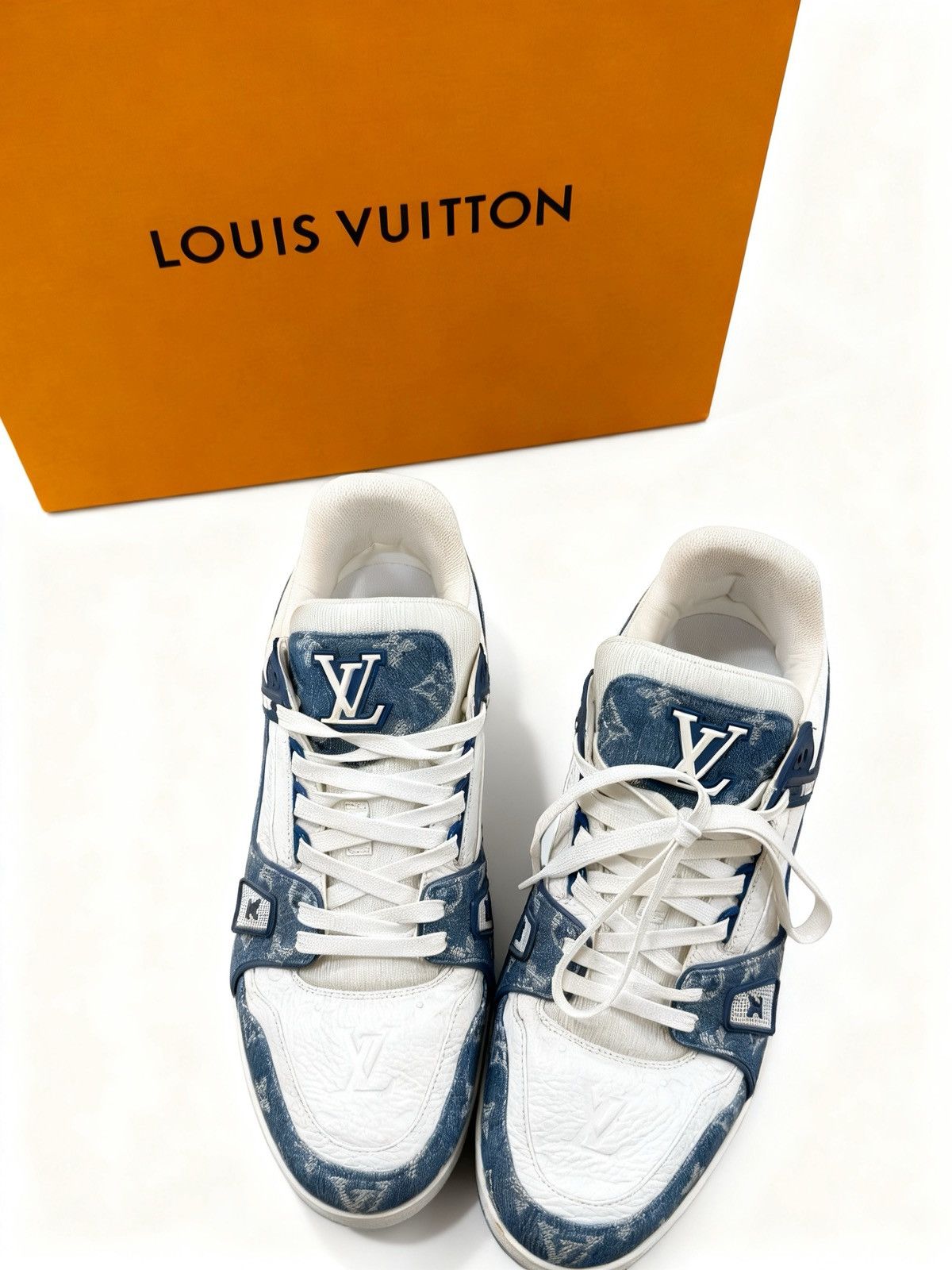 Louis Vuitton LOUIS VUITTON LV TRAINER MONOGRAM DENIM WHITE BLUE Size US 9 / EU 42 - 1 Thumbnail