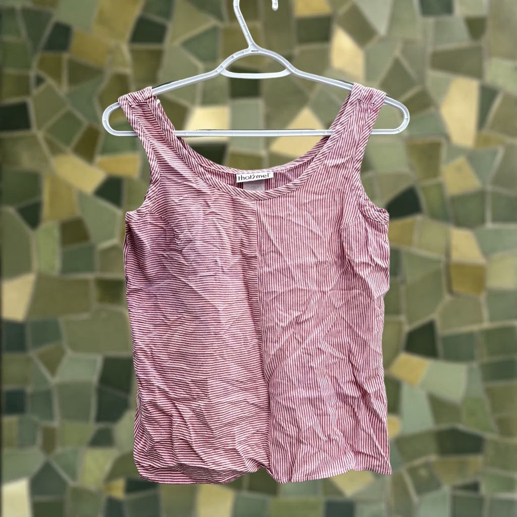Pinko VINTAGE Womens Thats Me! Tank Top Pink and White Striped Size 5/6 Size S / US 4 / IT 40 - 1 Thumbnail