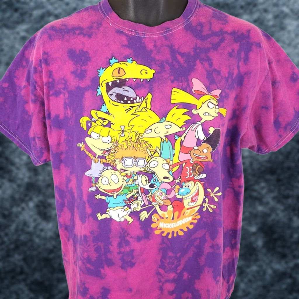 Nickelodeon Nickelodeon T Shirt Mens Size Large Purple Pink Retro 90s Cartoon Characters Tie Dye Rugrats Ren and Stimpy Size US L / EU 52-54 / 3 - 1 Thumbnail