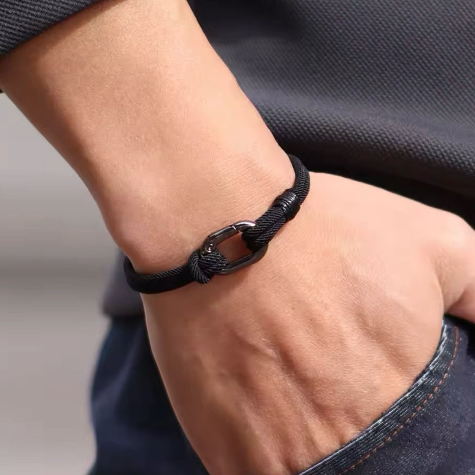 Other Men Black Rope Knot Bracelet Thread 3mm Thin String 8” Size ONE SIZE - 1 Thumbnail
