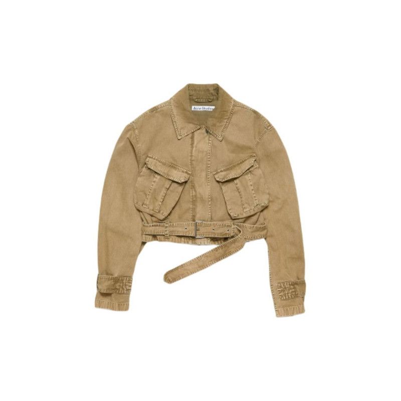 Acne Studios Acne Studios Beige Cropped Long Sleeve Jacket Size S / US 4 / IT 40 - 1 Thumbnail