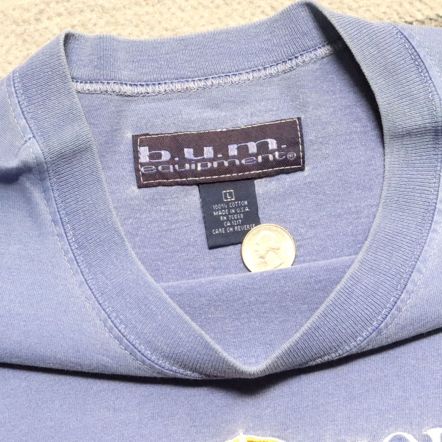 Vintage VINTAGE BUM Equipment Distressed Shirt Mens L Blue 90s Tshirt Size US L / EU 52-54 / 3 - 6 Thumbnail