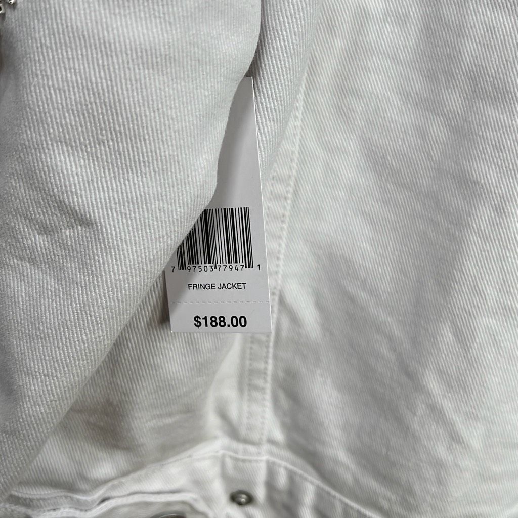 BLANKNYC Blank NYC White Denim Rhinestones Fringe Jacket NWT S Size S / US 4 / IT 40 - 14 Thumbnail