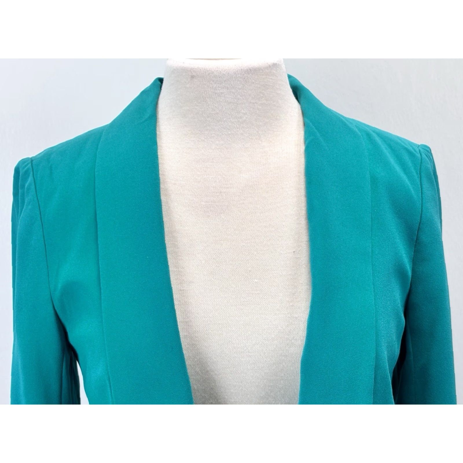 Ann Taylor VINTAGE Ann Taylor LOFT Blazer Jacket Small Women’s Teal Green Open Front Lined Classic Career Size S / US 4 / IT 40 - 5 Thumbnail