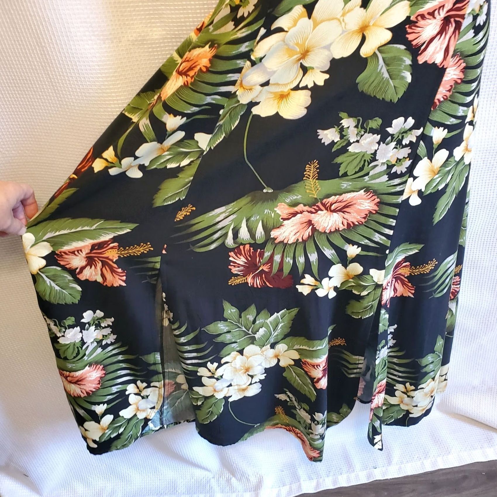 Vintage VINTAGE Serendipity Maui Womens Maxi Dress Sleeveless Floral Black Rayon M Medium Sexy Party/Cocktail Wedding Travel Spring/Summer Women Size M / US 6-8 / IT 42-44 - 4 Thumbnail