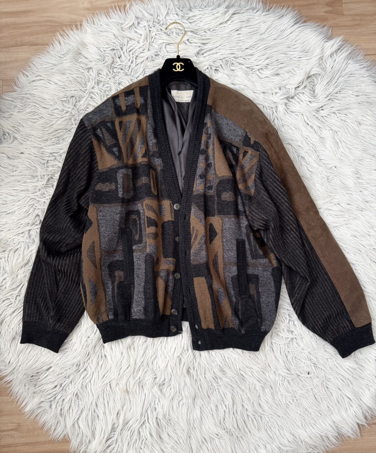 Other Vintage Roberto Sarto Abstract Knit Cardigan Italian Wool 50 Size US L / EU 52-54 / 3 - 1 Thumbnail