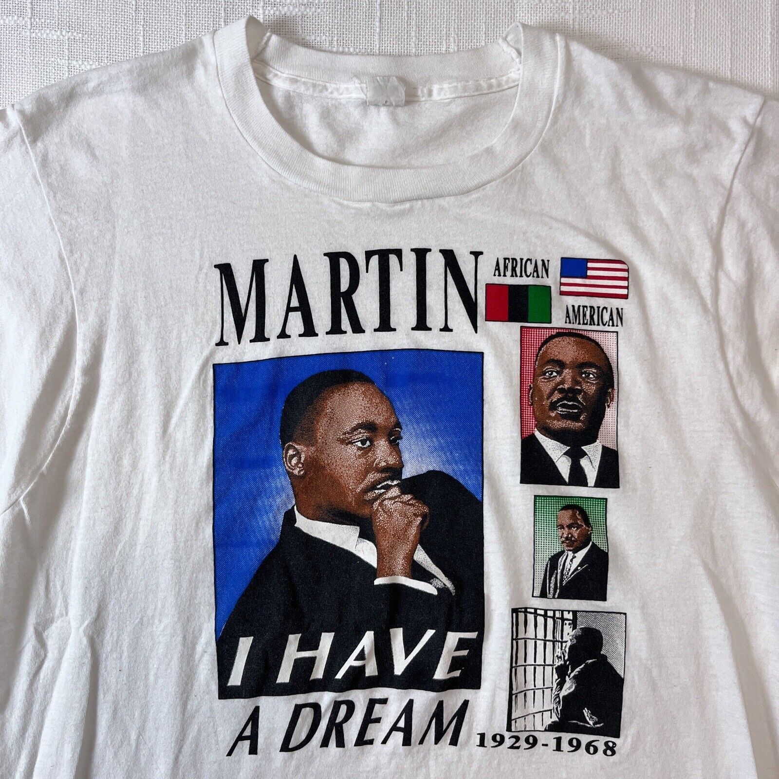 T-shirt Vintage Martin Luther King "Fulfill The Dream" Rouge Taille XL - Hanes Beefy-T - Occasion Très Bon état
