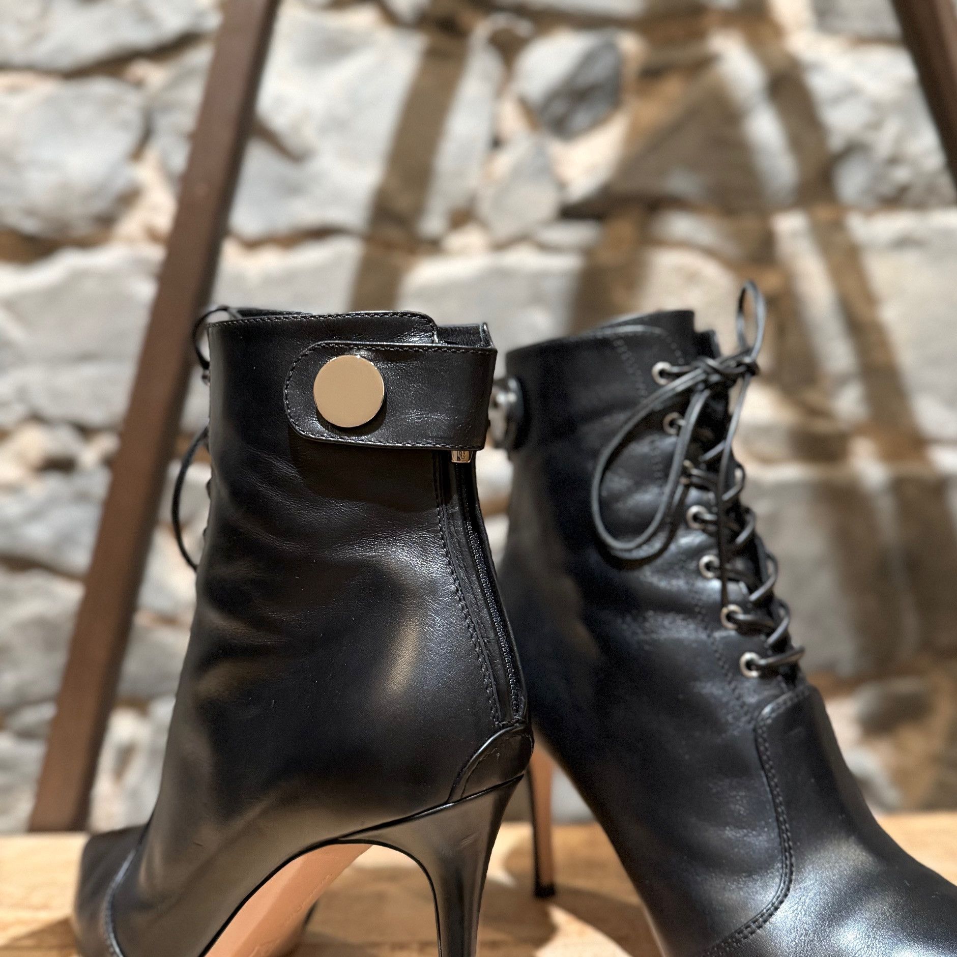 Gianvito Rossi Gianvito Rossi Black Leather Lace-up Heeled Booties Size US 8 / IT 38 - 7 Thumbnail
