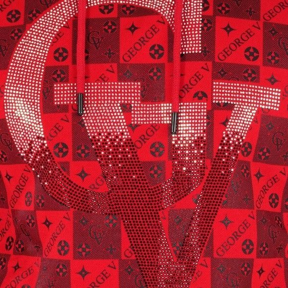 Designer Red Black Sweater Hoodie George V Designer Brand From Paris Size US L / EU 52-54 / 3 - 3 Thumbnail