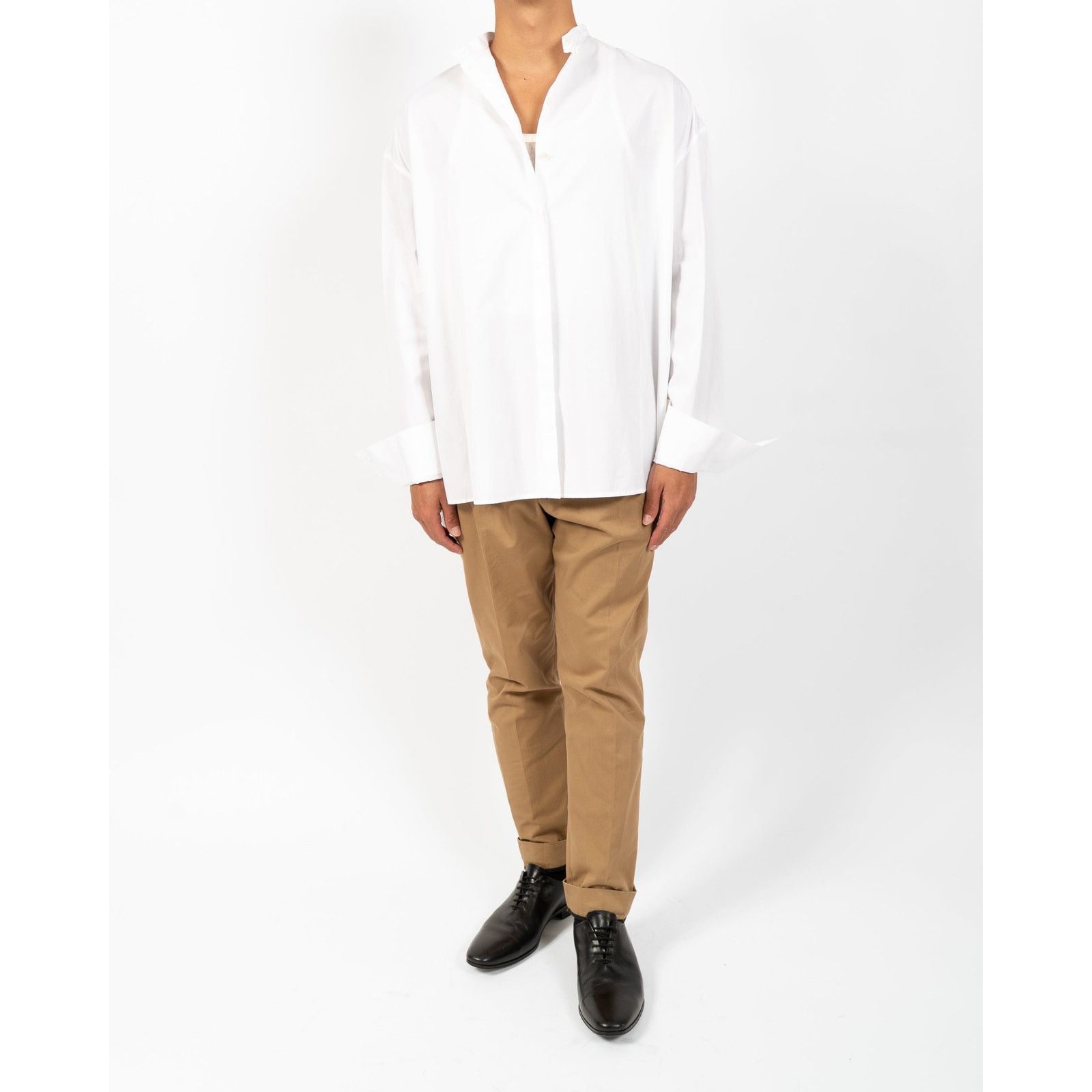 SS18 Oversized Side-Vent Shirt in White Cotton