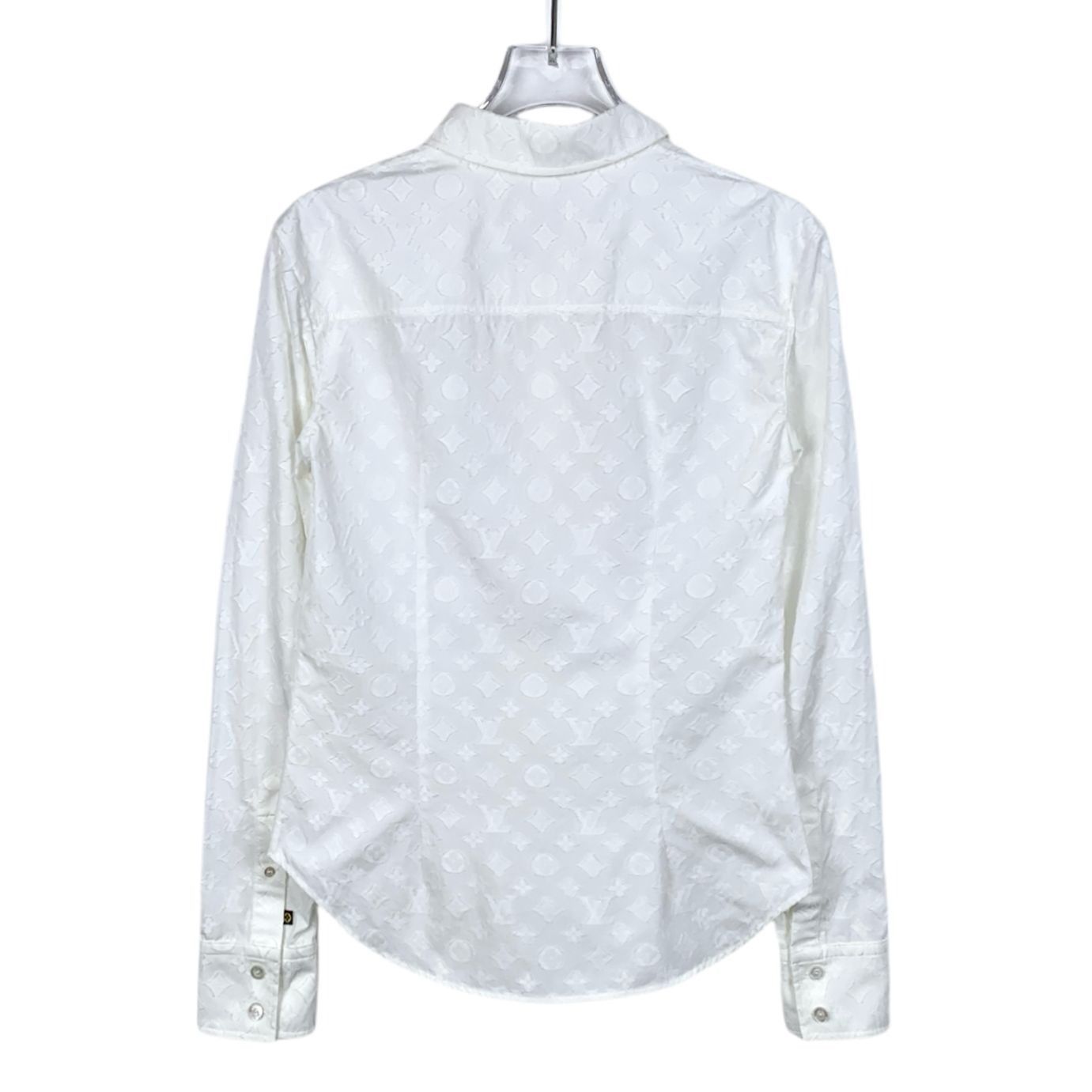 Louis Vuitton Louis Vuitton Womens White Monogram Embossed Cotton Button-U Size XXS / US 00 / IT 34 - 2 Thumbnail